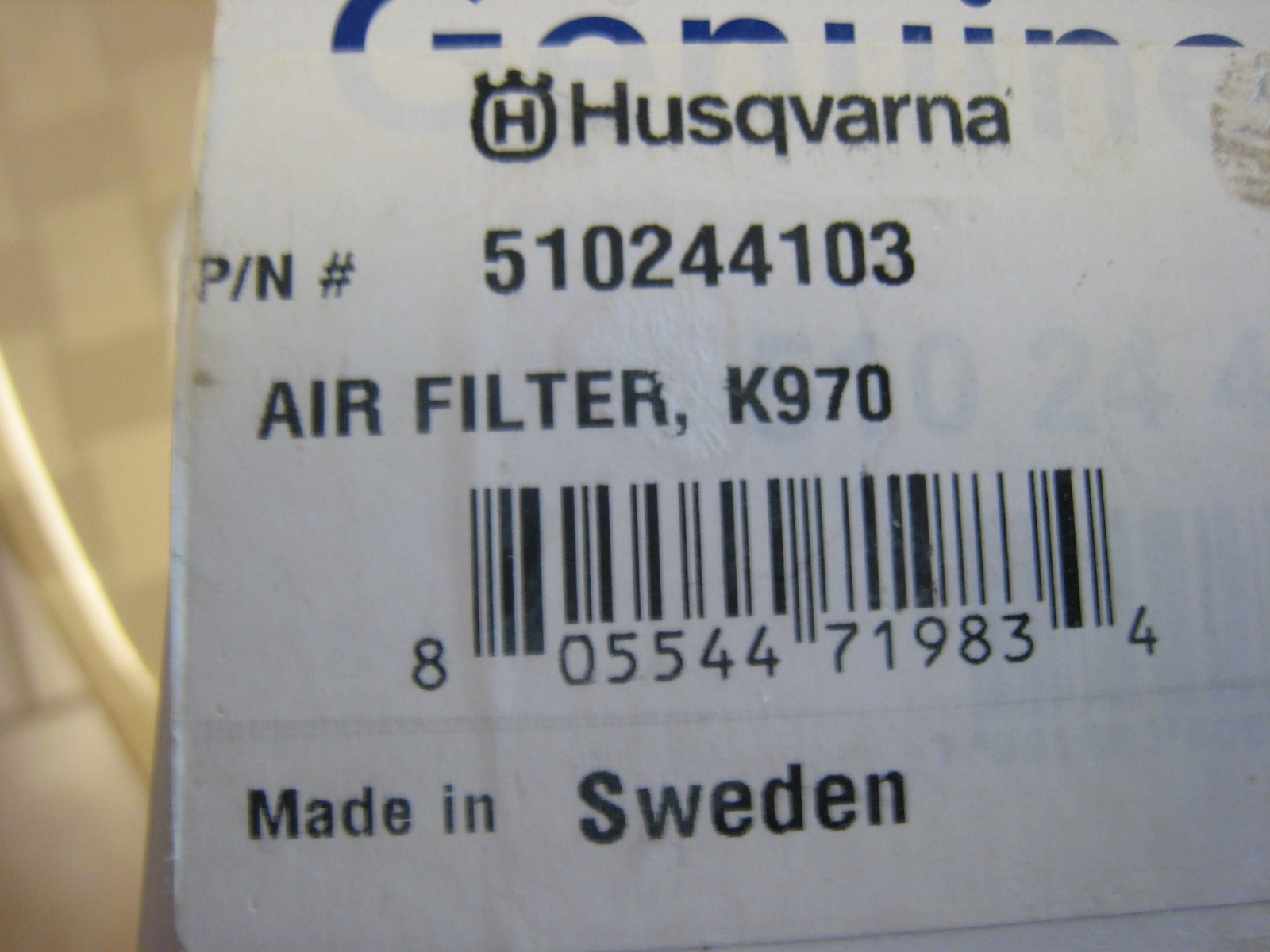 Genuine OEM Husqvarna Air Filter 5102441-03 510244103 K1270 K970 made SWEDEN