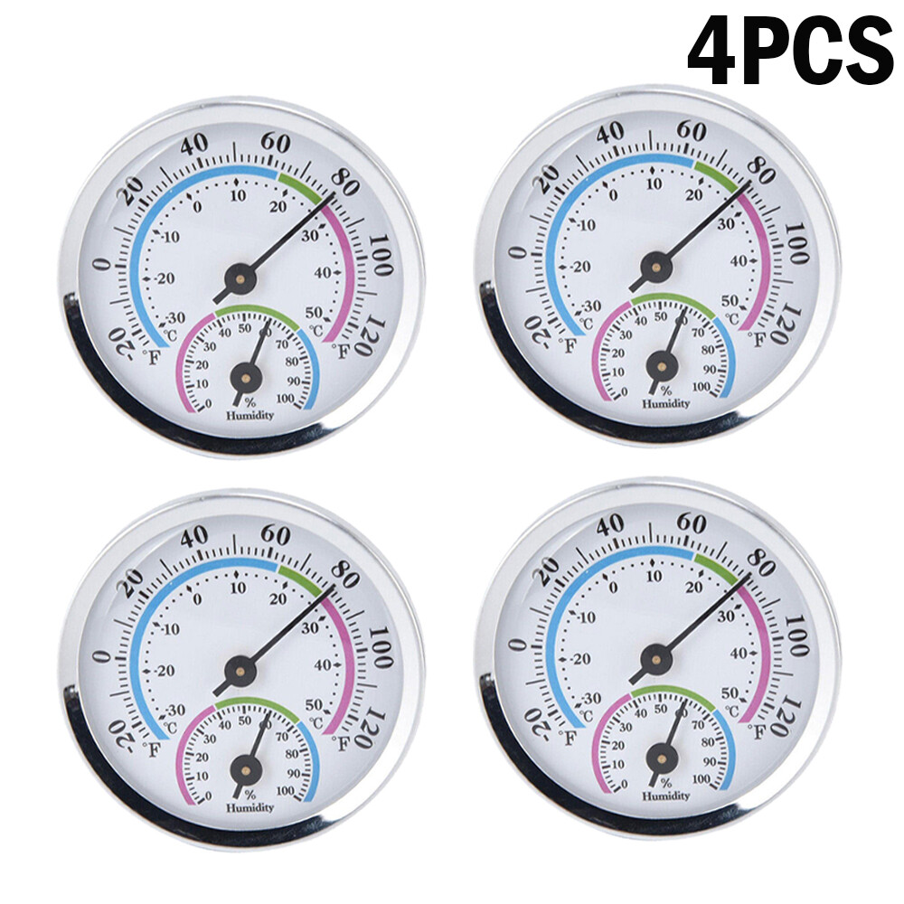 4Pcs Analog Thermometer Hygrometer Humidity Meter Gauge Temperature Room Indoor