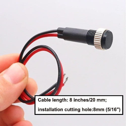 LED Indicator Pilot Dash Light (Parking Brake Indicator) Red, 5/16″(8mm) 12V LED