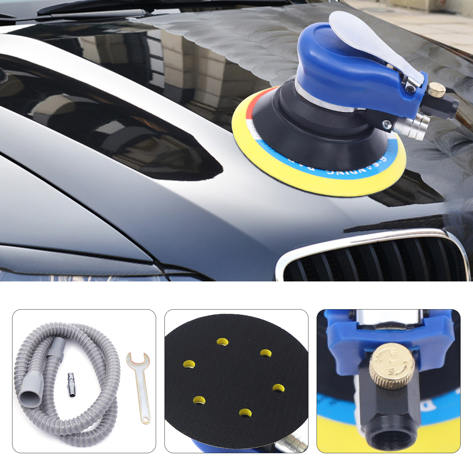 6INCH Air Palm Orbital Sander Random Hand Sanding Pneumatic Round 10000 RPM BEST