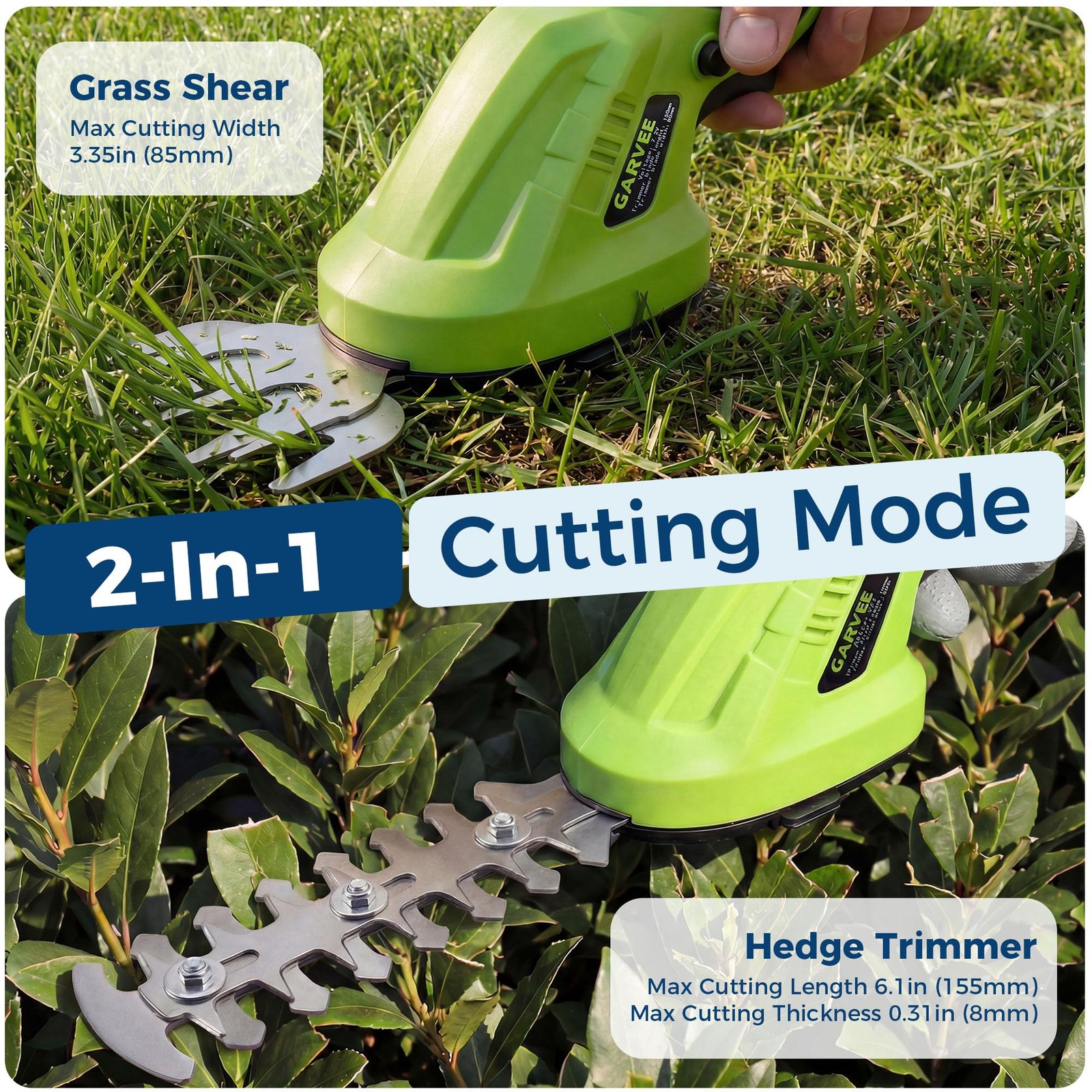 2 in 1 Handheld Cordless Hedge Electric Grass Shear Shrub Trimmer Rechargeable