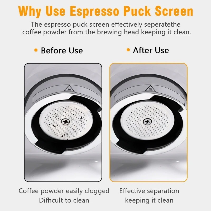 Espresso Puck Screen 0.2mm Stainless Steel Coffee Filter 51/53/58mm Portafilter
