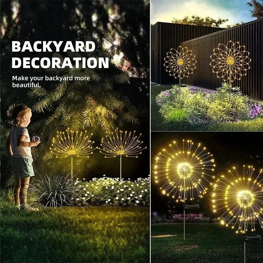 Outdoor LED Solar Firework Lights Garden Decoration Fairy Lights Waterproof Dand