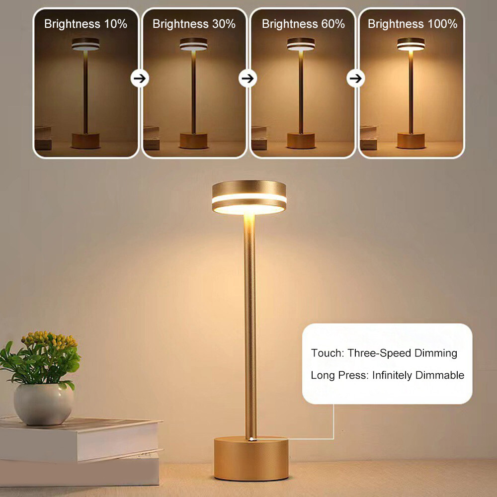 Cordless Table Lamp Portable Battery Powered LED Desk Lamps USB Rechargeable US