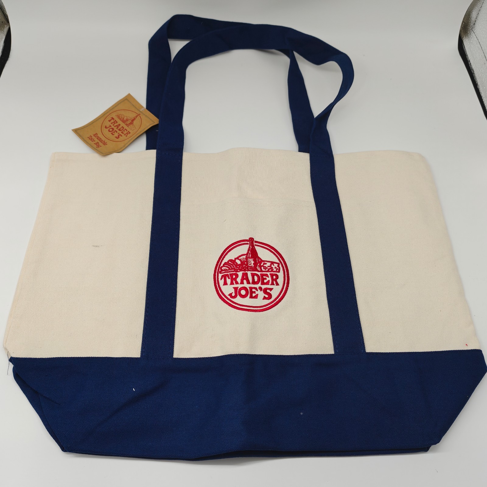 Trader Joe’s Canvas Tote Shopping Bag – LARGE CLASSIC NAVY BLUE – NEW TAGS US