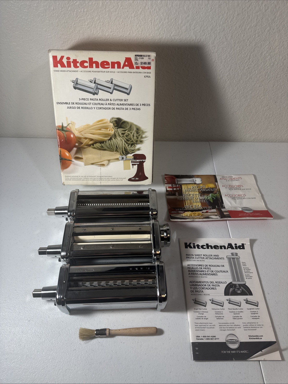 Kitchen Aid 3 Piece Pasta Roller & Cutter Made in Italy Read Description