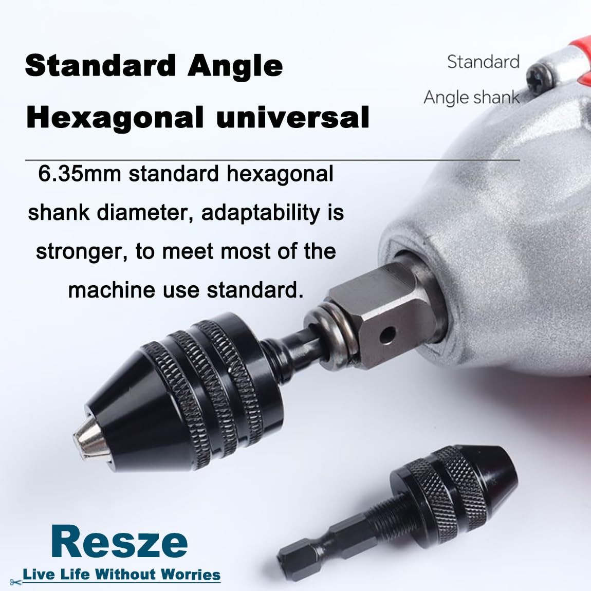 Resze Keyless Drill Chuck Adapter – 3Pcs Chucks for Impact Black