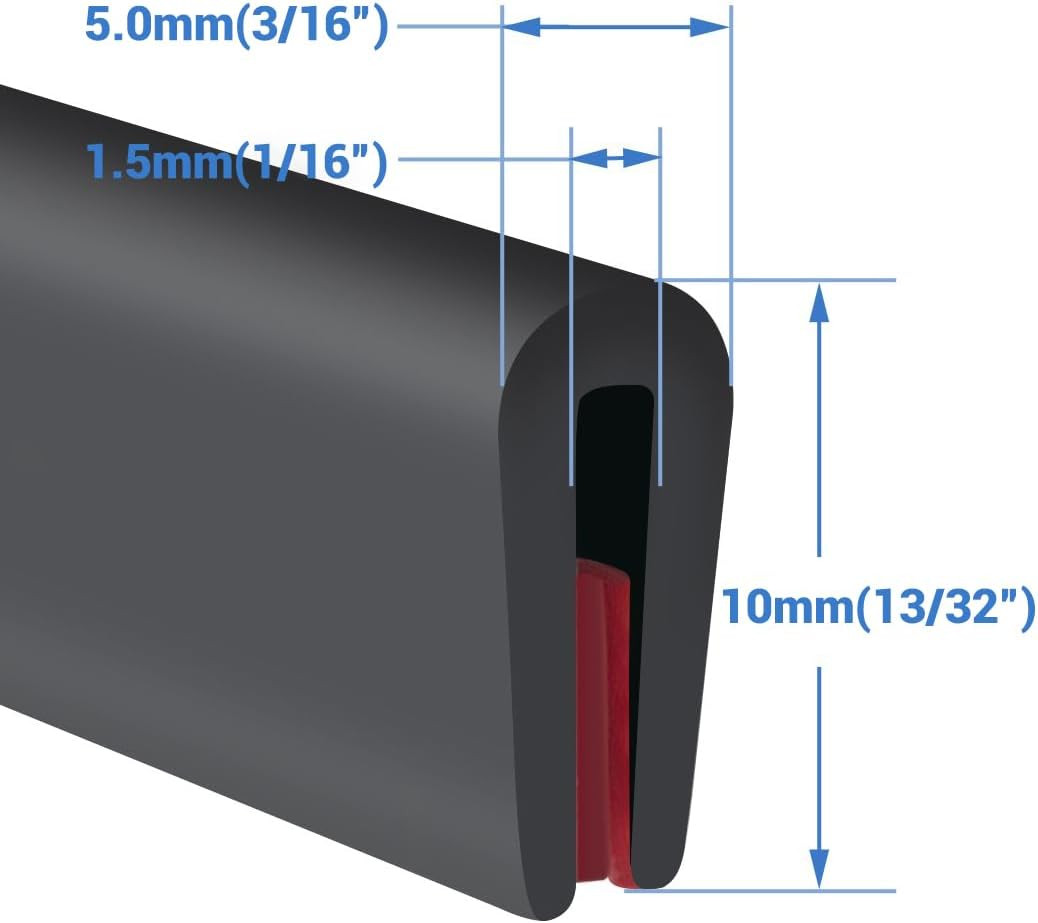 Rubber Edge Trim U Channel Self Adhesive 10FT Black EPDM Seal 1/16″ Car Door
