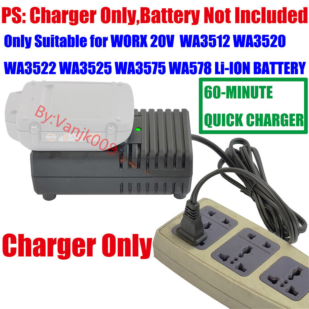 1x QUICK CHARGER for WORX 20V WA3520/3525/3575/3578 Li-Ion Battery- AC100-240V