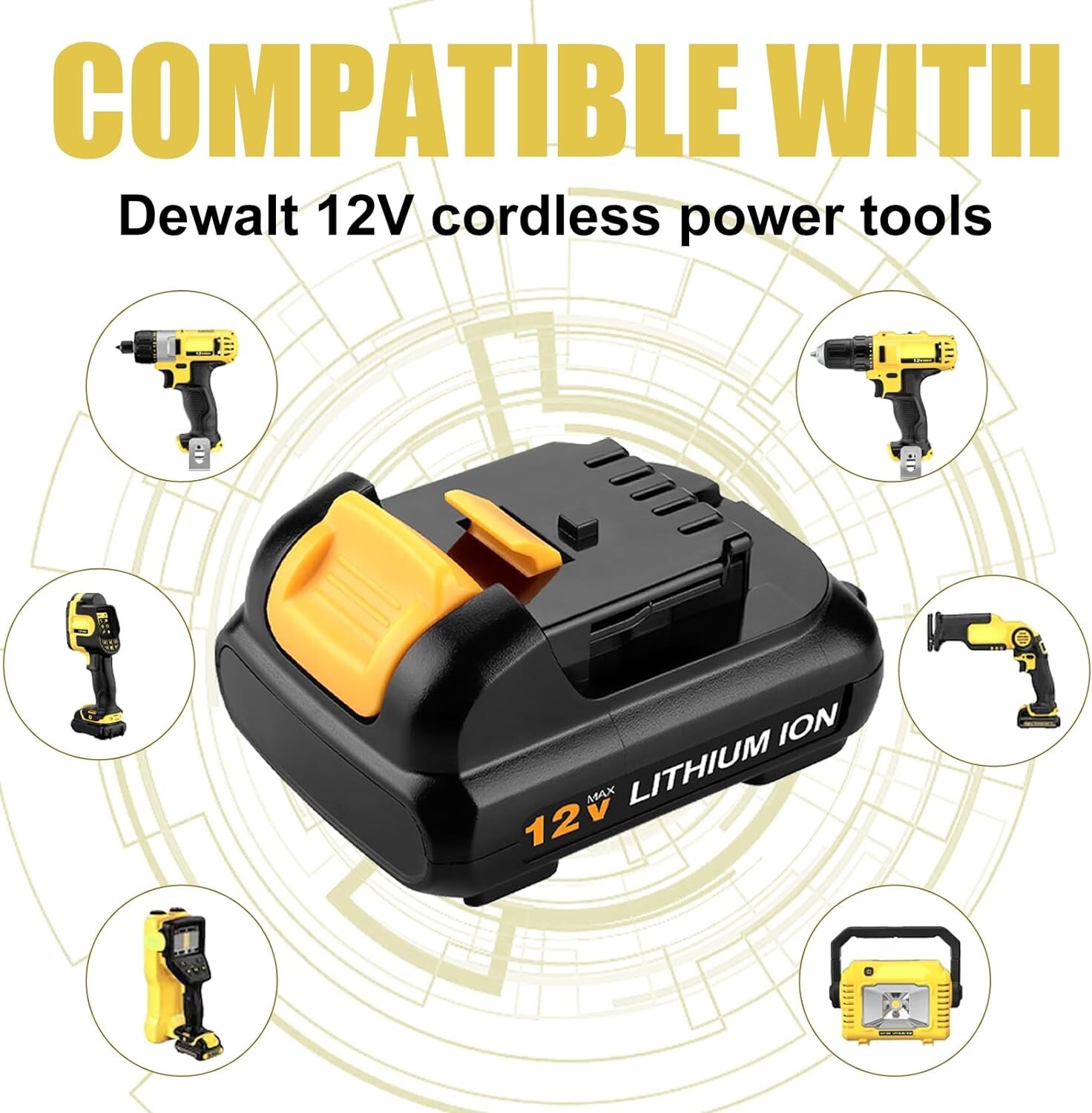 2 NEW Pack For DEWALT DCB120 12V 12 Volt MAX Lithium-Ion Battery DCB127-2 DCB122