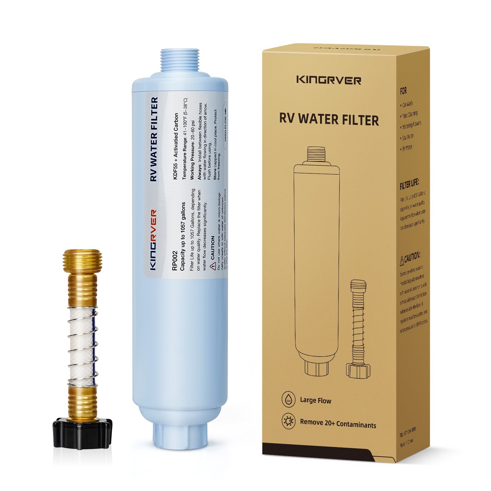 2-Pack RV Water Filter Hose Protector Inline Hose Water Filter Camper Filter