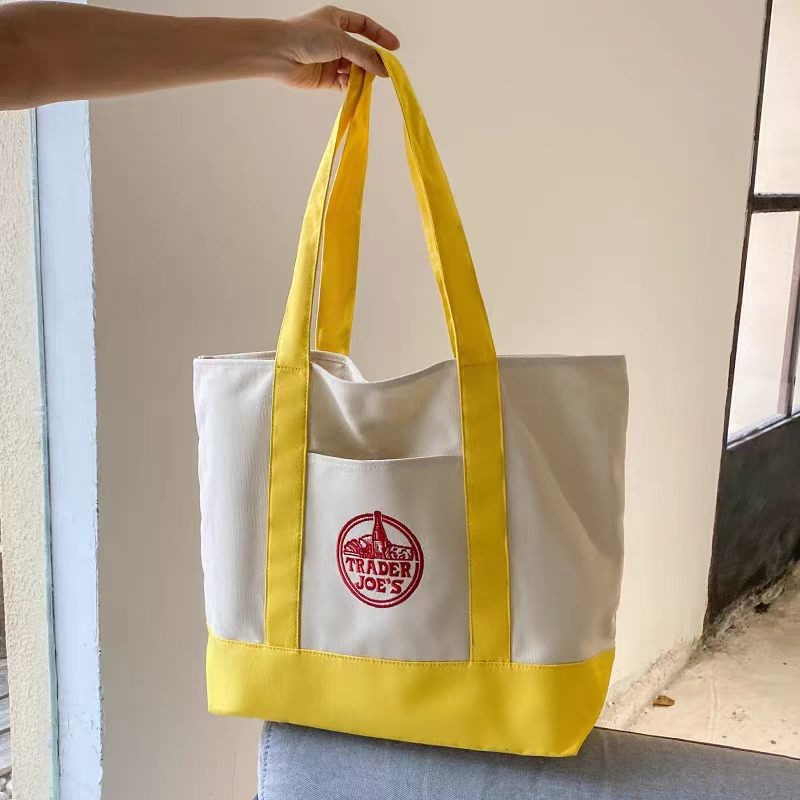 Trader Joe’s Canvas Tote Shopping Bag – LARGE CLASSIC YELLOW – NEW TAGS US