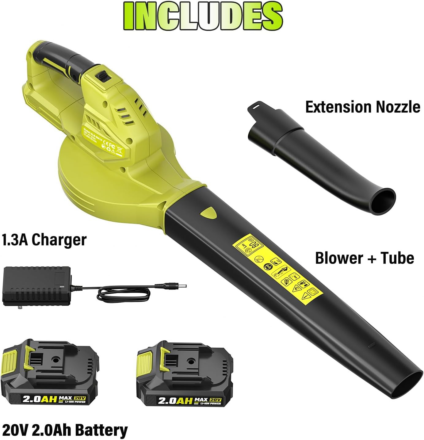 SEYVUM Leaf Blower 20V Cordless, with 2 x 2.0Ah Battery, 350 CFM 150 MPH | 15000