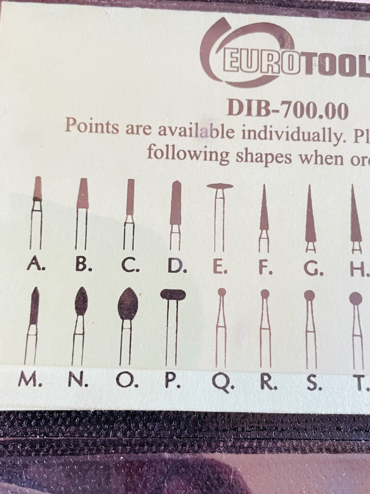 Eurotool 24 Piece Diamond Burr Set #DIB-700.00 .0625 Shank With 3 Adapters