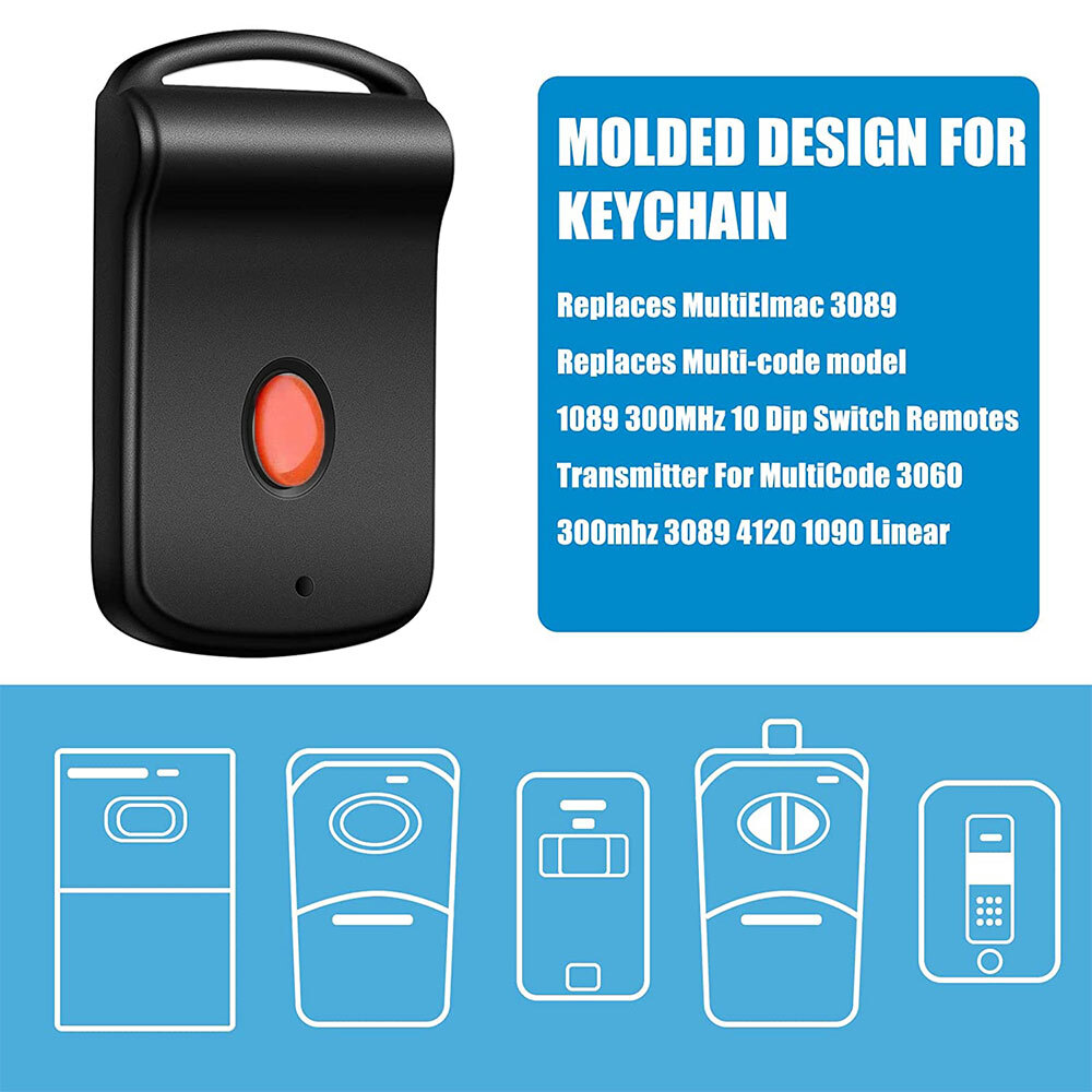 2PC Garage Door Gate Opener Transmitter 10 Digit Pins Code Remote Control 300MHz