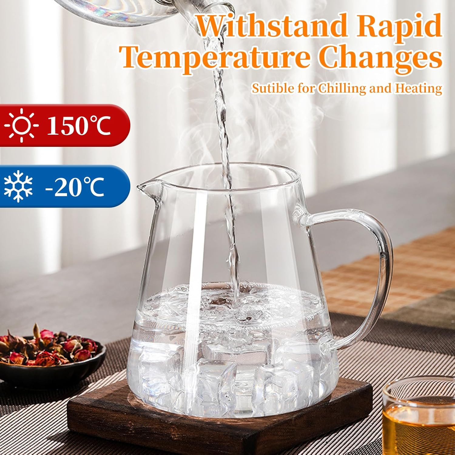 Glass Teapot with Stainless Steel Infuser, Borosilicate Tea Kettle, Clear Tea