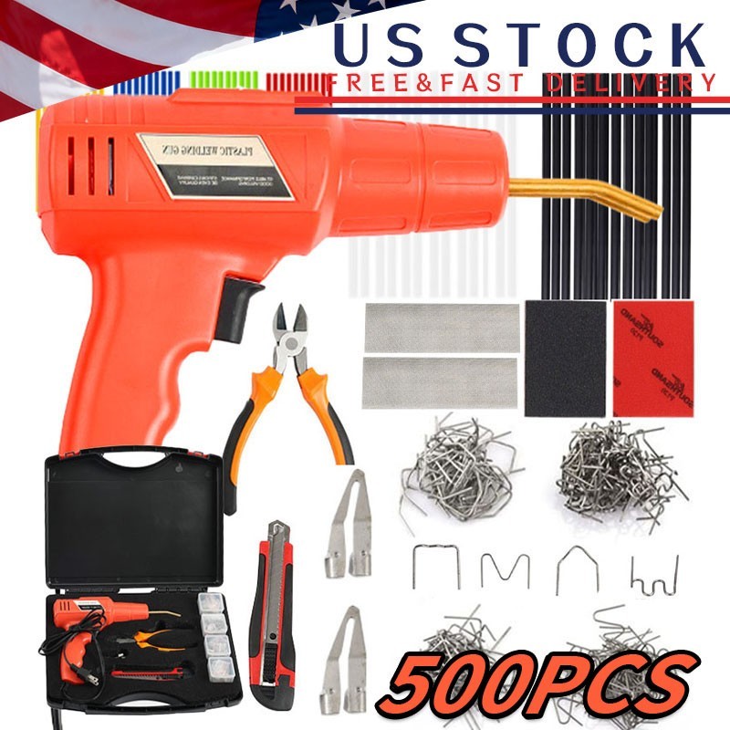 Upgrade 150W Hot Stapler Car Bumper Fender Fairing Welder Gun Plastic Repair Kit