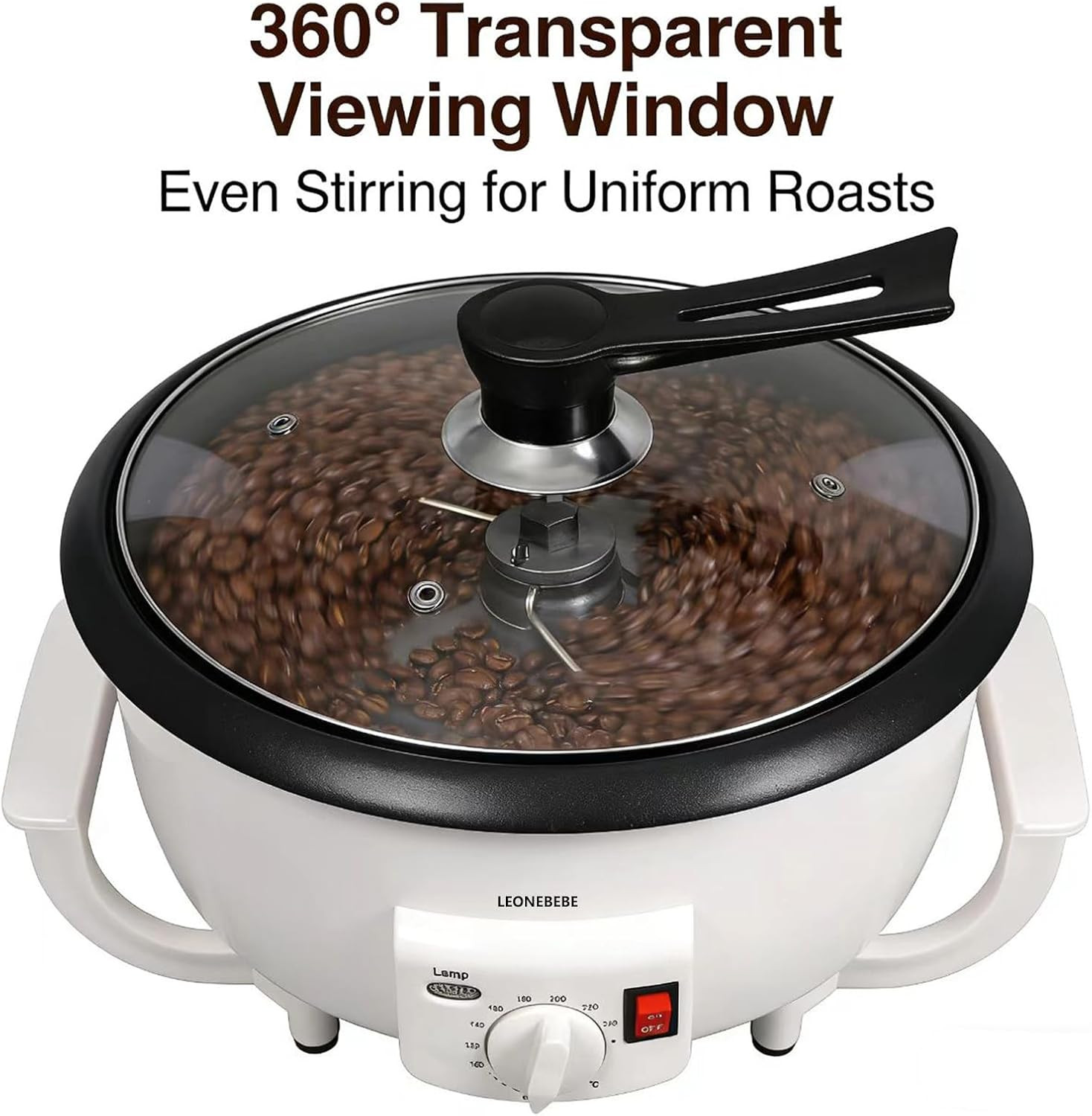 Electric Home Coffee Roaster – Adjustable Temp, 1.6 lbs Capacity, Smoke Reduced