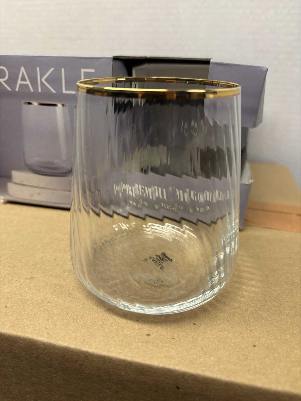 RAKLE Premium Gold 14.2 oz Tumbler Glasses (4) Made in Turkey NEW OPEN BOX
