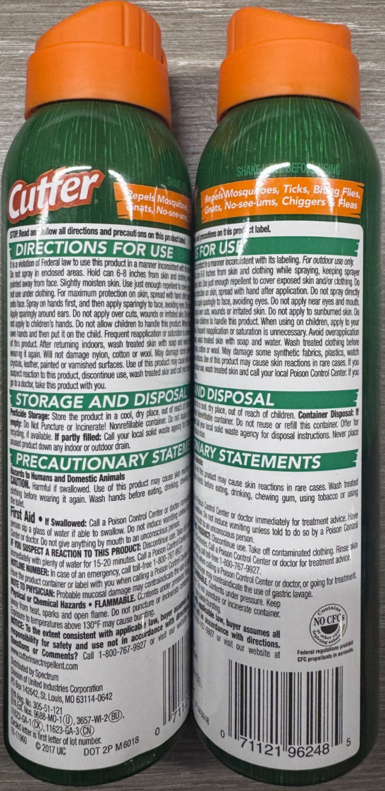 2 Cutter Backwoods Dry Spray 4oz EACH INSECT MOSQUITOES Repellent 10Hr NEW