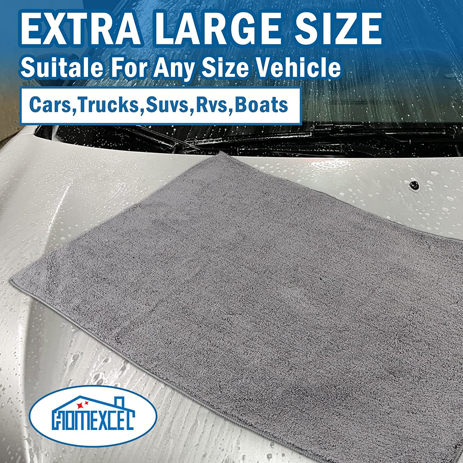 Professional Large Microfiber Car Drying Towels 2 Pack, Lint Free, Scratch Free,