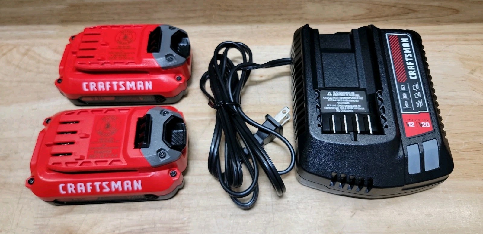 Craftsman CMCB202 20V Lithium-Ion 2 Batteries & Charger Kit CMCB100 TESTED!