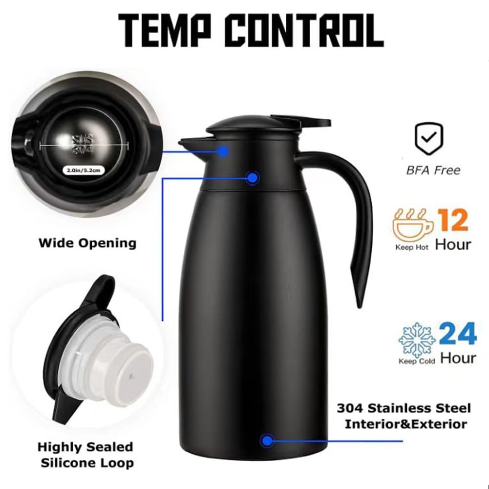 70 Oz Insulated Thermal Coffee Carafe Stainless Steel Double Walled Vacuum Co…