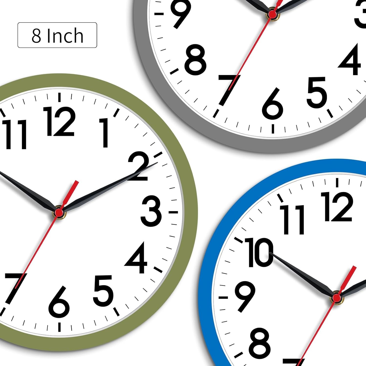 Silent Wall Clock Non-Ticking Analog Battery Operated – Home Office Kitchen Deco