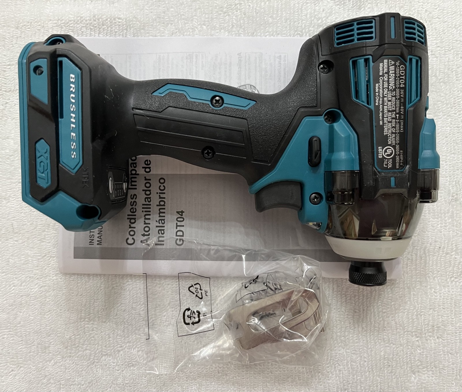 New Makita GDT04Z 40V XGT 1/4” High Torque 4-Speed Brushless Hex Impact Driver