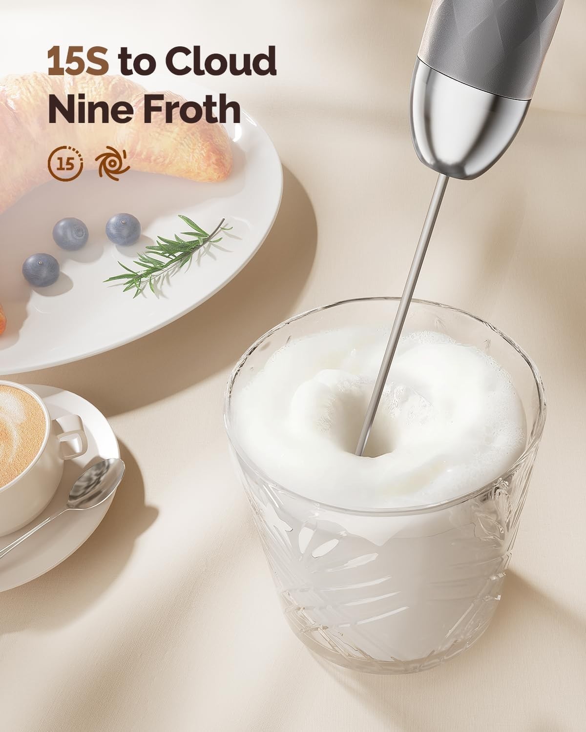 LunaFro 2.0 Stepless Speed Handheld Frother – Perfect for Cappuccinos & More
