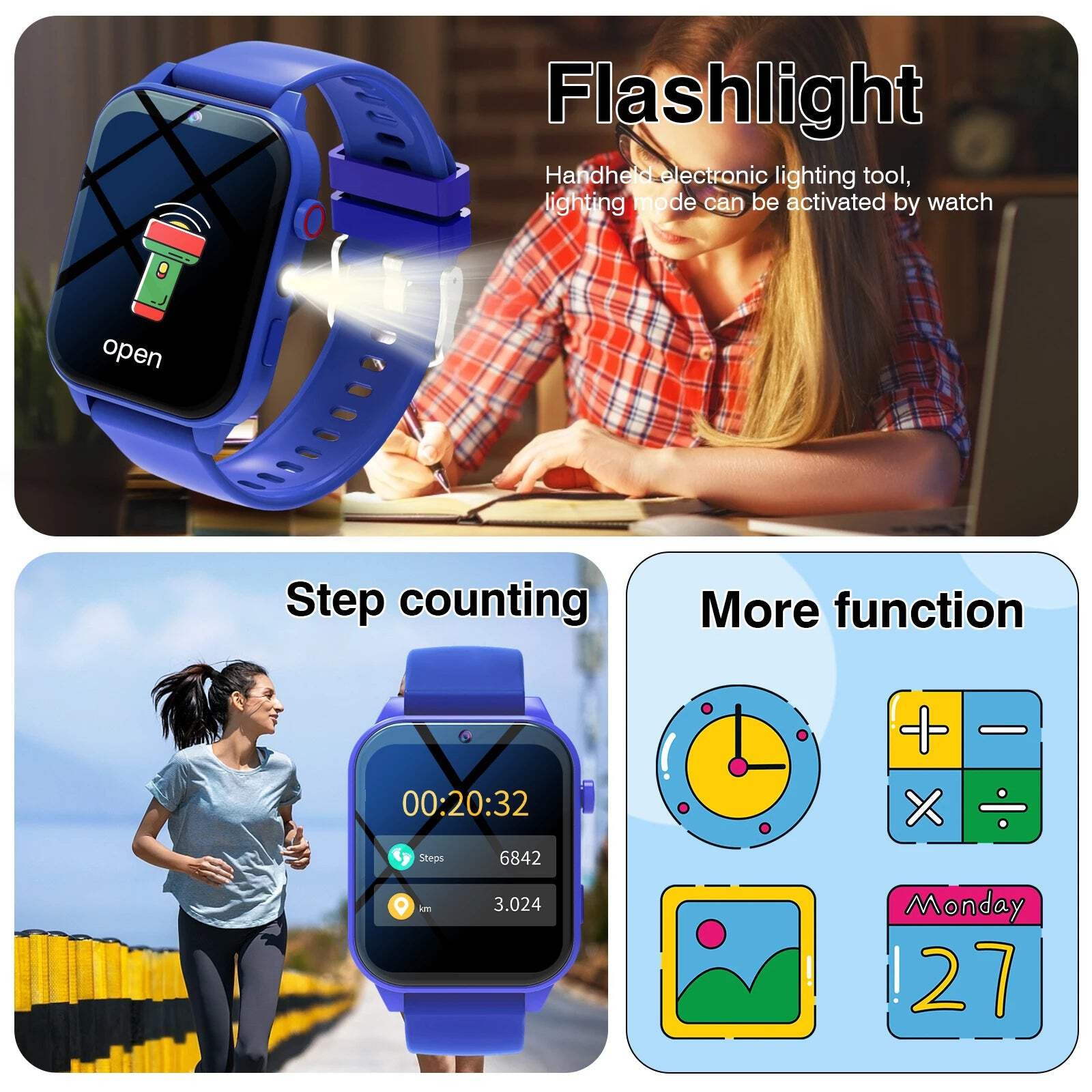 1.83-Inch Kids’ Smart Watch with Camera, Growth-Recording Photo Album, 18 Built-