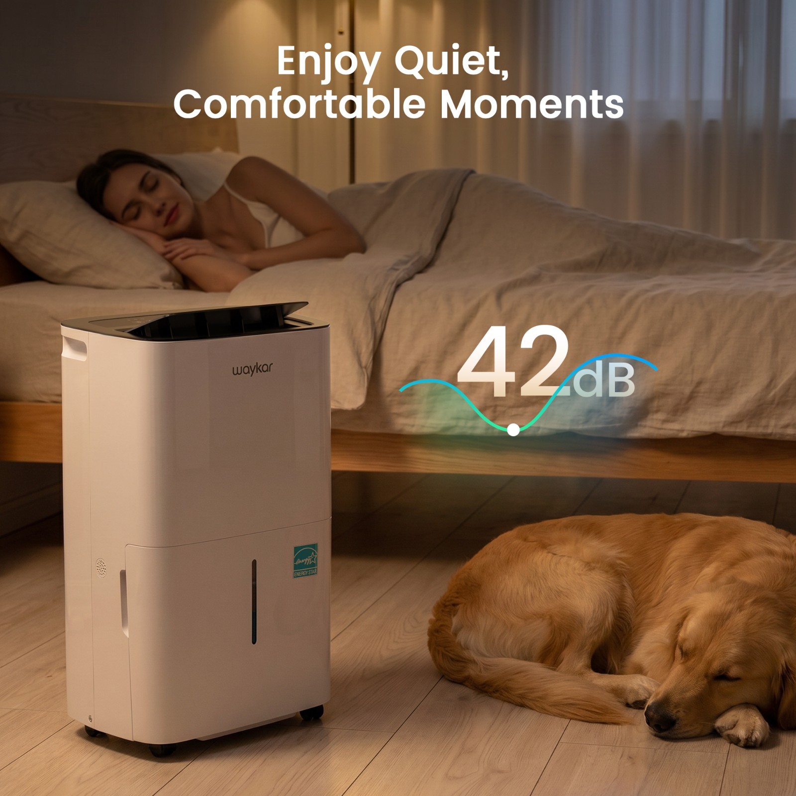 Waykar Energy Star Dehumidifier 150 Pint W/Pump for Home, Basement & Large Space