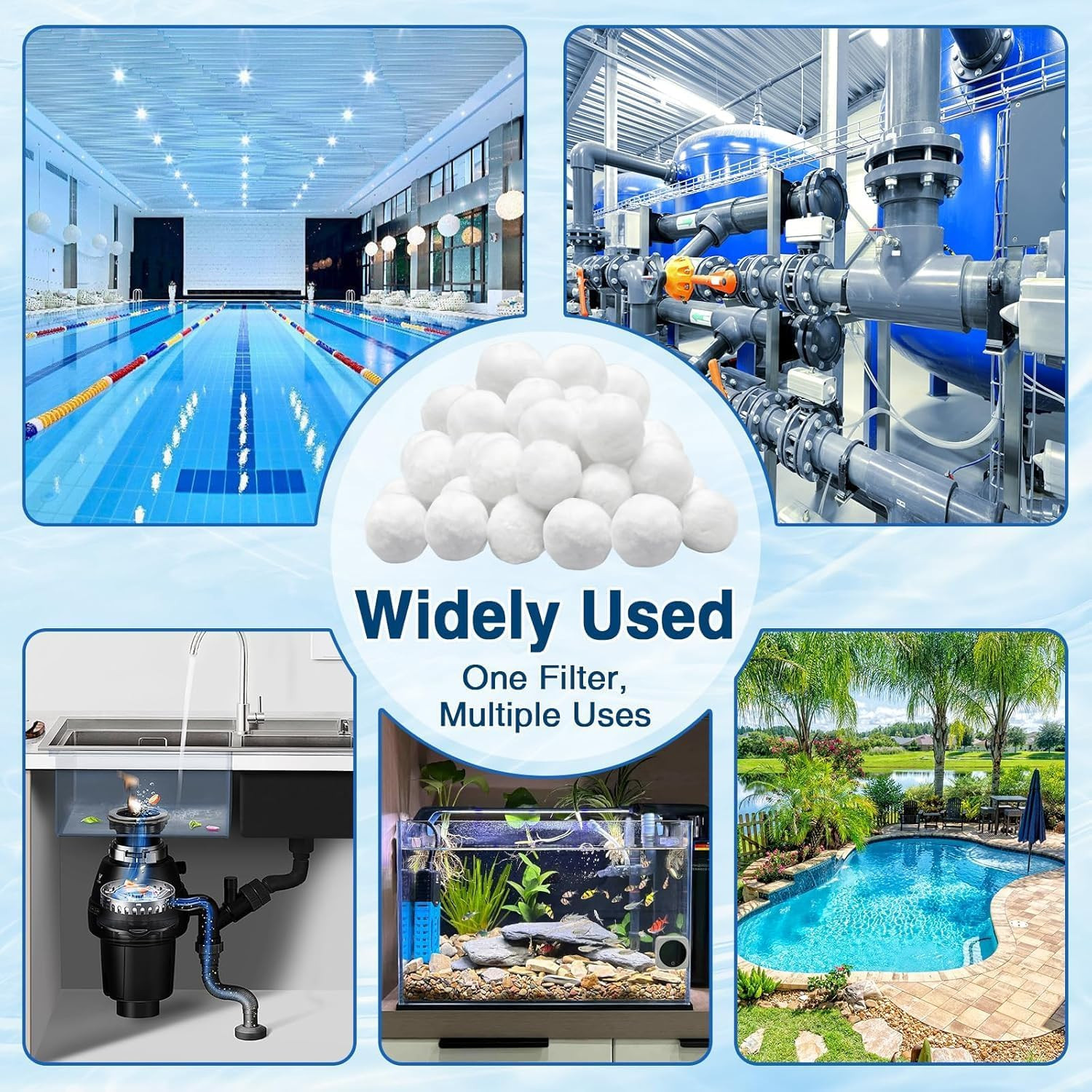 1.6 Lbs Pool Filter Balls for Sand Filters- Reusable High-Efficiency Filtration