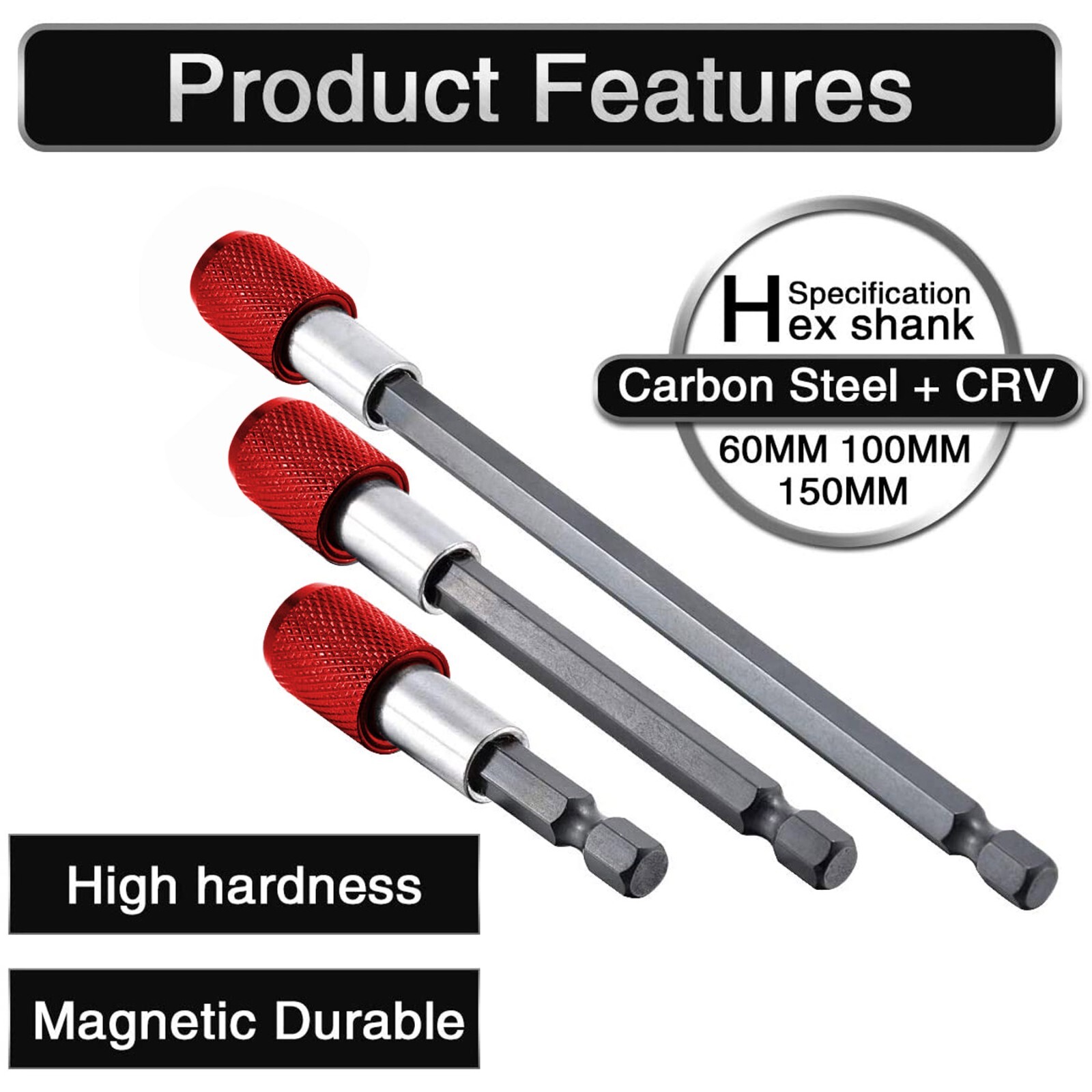 3Pcs 1/4 Hex Shank Quick Release Magnetic Screwdriver Extension Holder Drill Bit