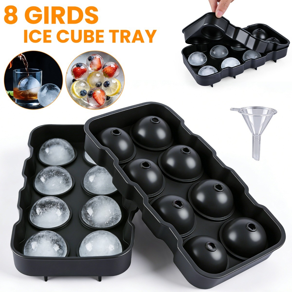 ICE Balls Maker Silicone Round Sphere Trays Molds Ice Cube for Whiskey Cocktails
