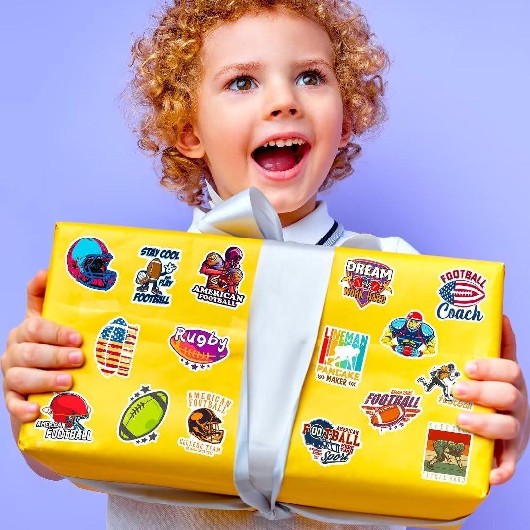 Football Stickers for Kids Teens Adults, 100PCS Vinyl Waterproof Football Sports