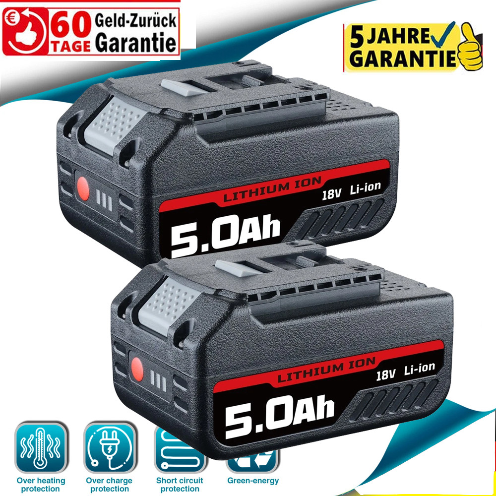 2PACK 18V Battery For Bosch 18 VOLT 5.0AH Li-ion BAT609 BAT610G BAT618 24618-01