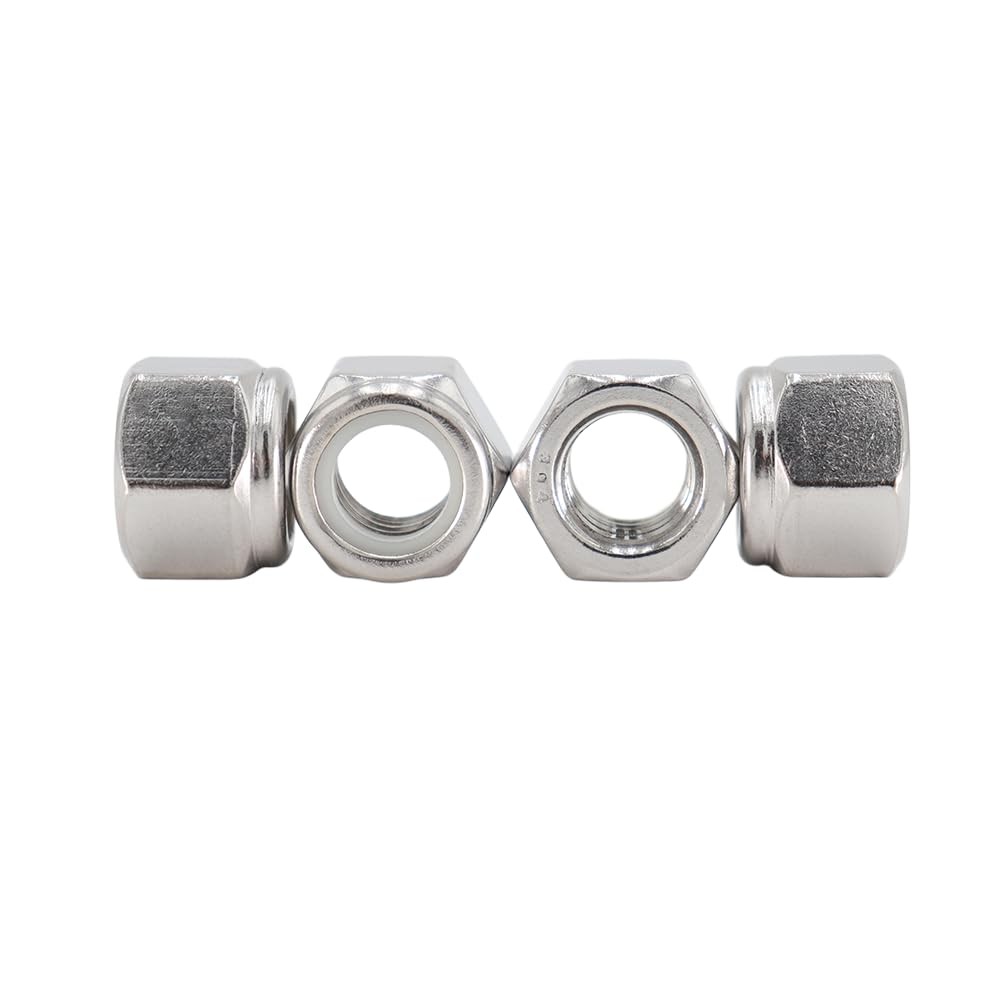 1/4″-20 Nylon Insert Hex Lock Nuts 50 Pack 304 (50 pcs), Silver