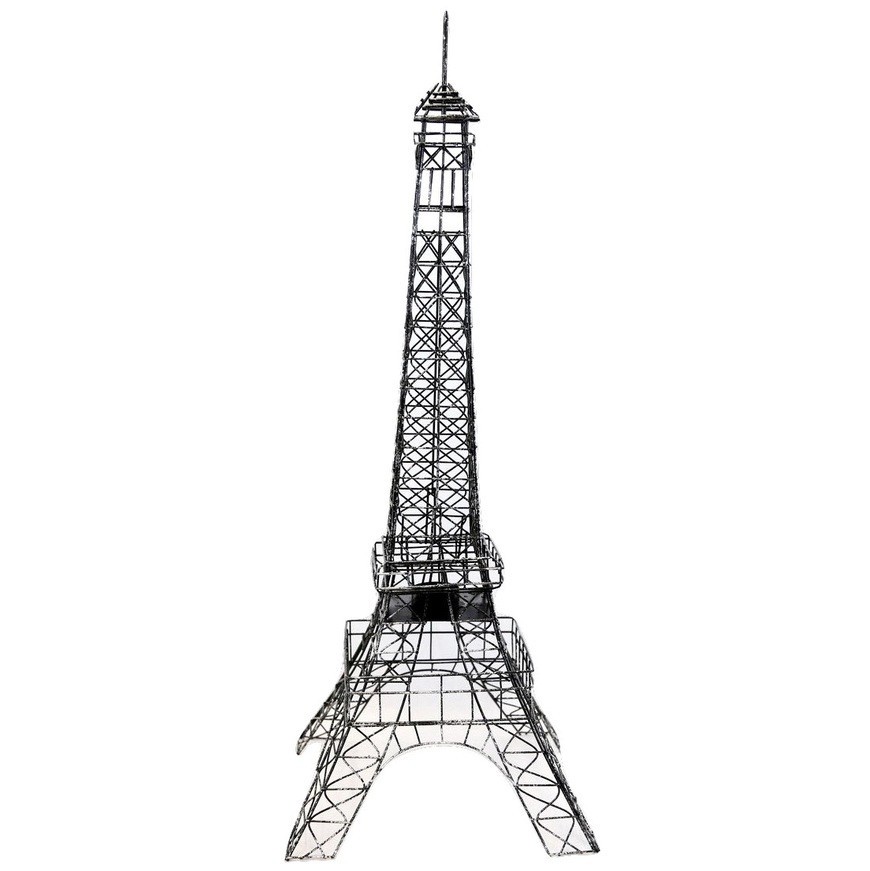28″ Tall Black Wire Eiffel Tower with Tealight Holder