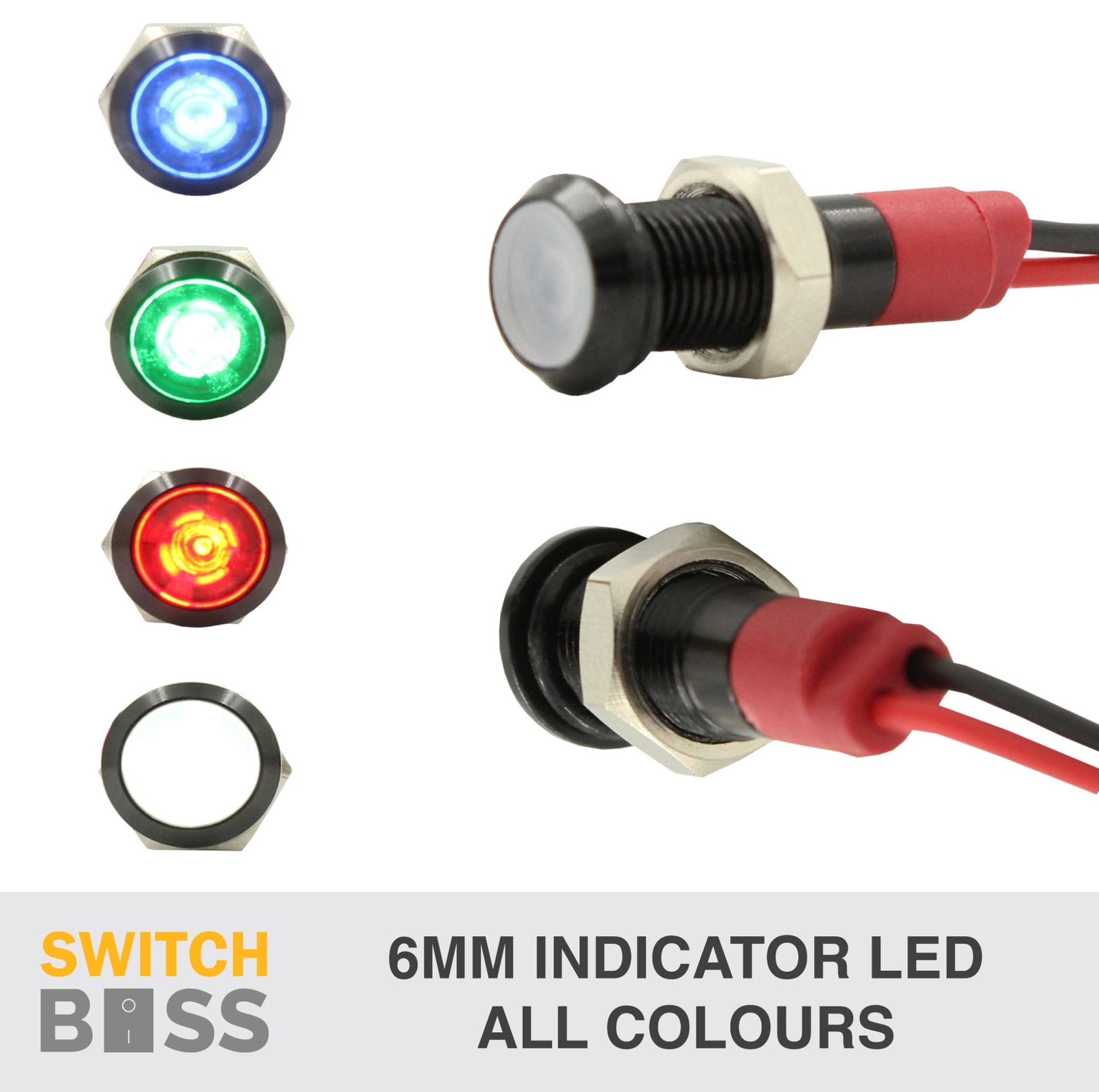 12v 6mm LED PILOT DASH POWER Indicator Light – Black Aluminium Dash Warning Lamp
