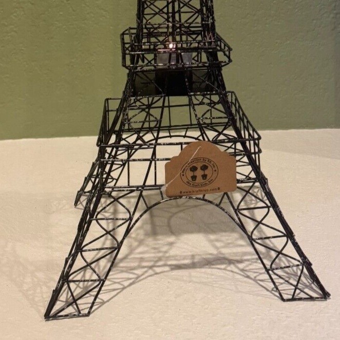 28″ Tall Black Wire Eiffel Tower with Tealight Holder
