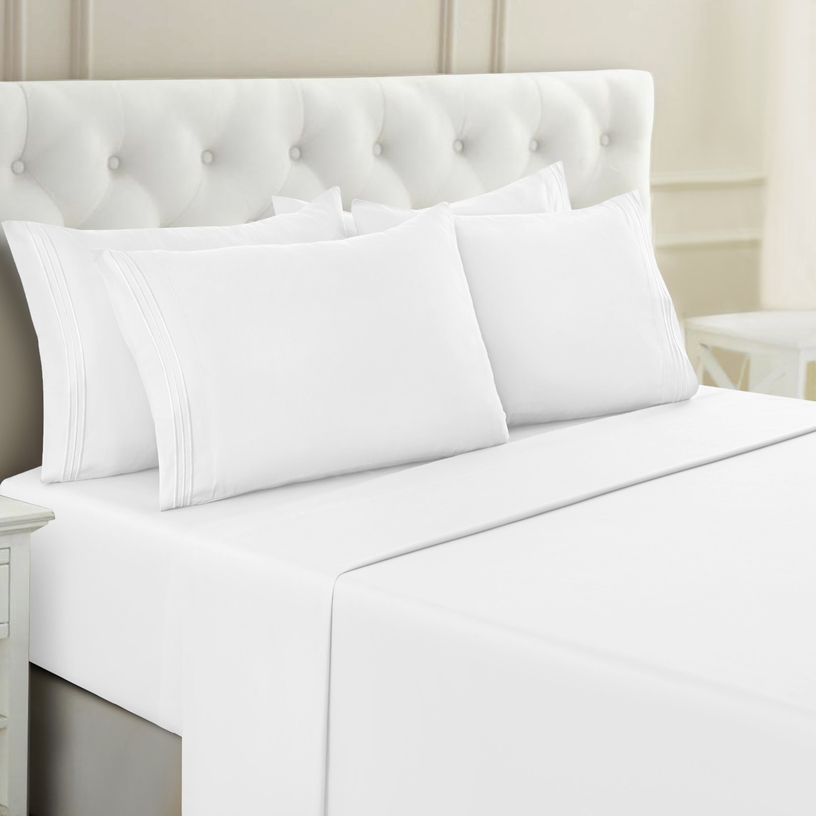 1800 Series 6 Piece Bed Sheet Set Soft Deep Pocket Twin King Queen Full Sheets