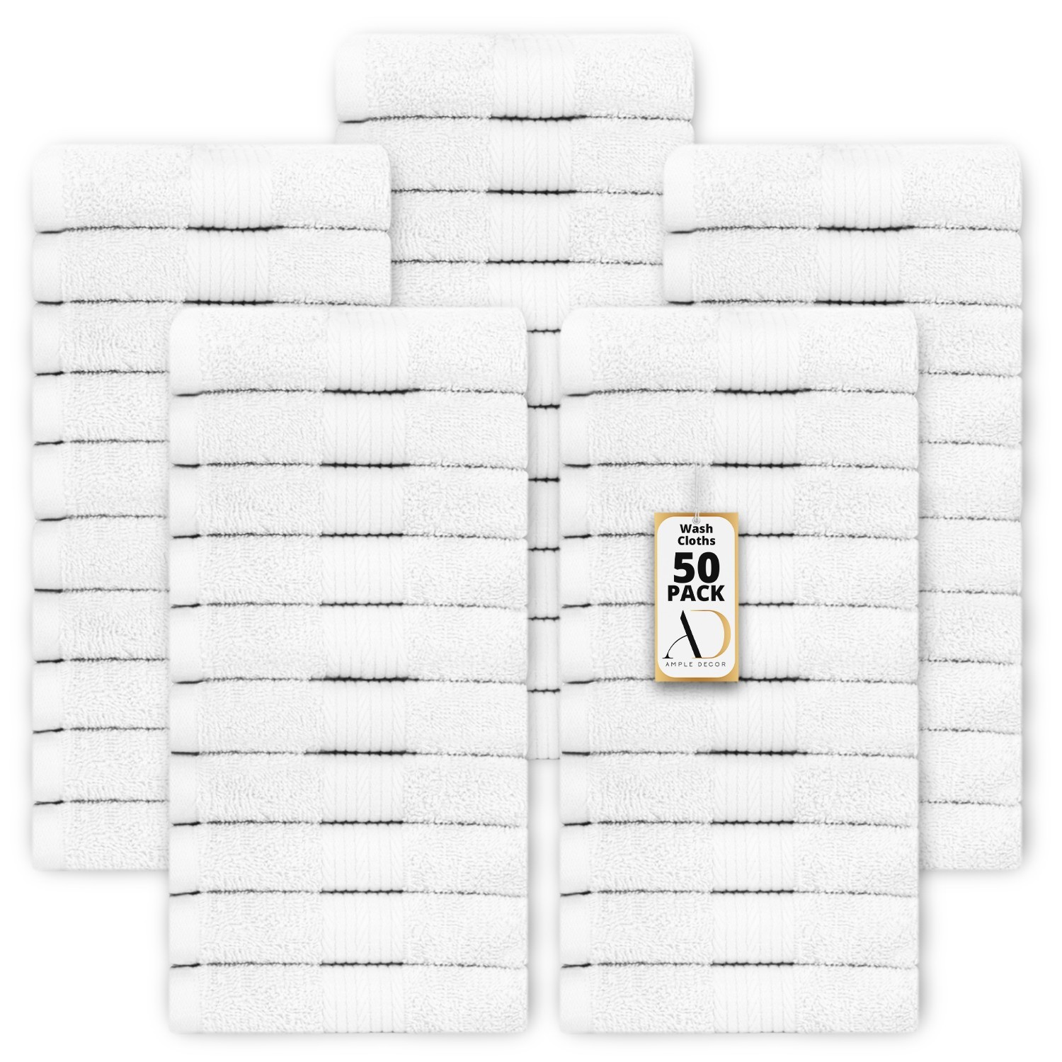 Ample Decor Wash Cloths Pack of 10/20/50 100% Cotton High Absorbency Soft