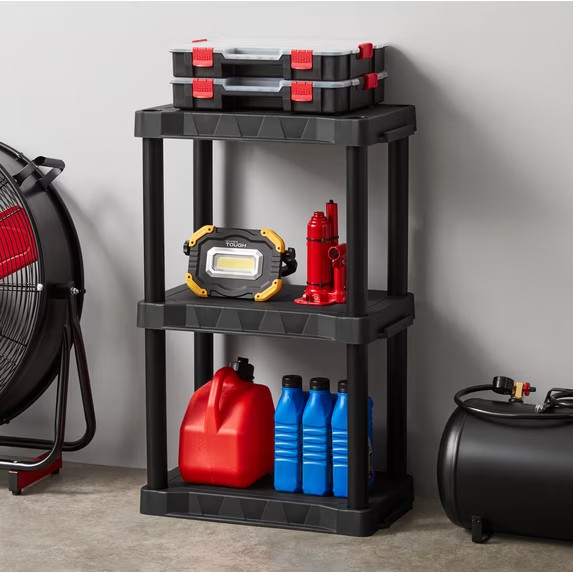 Hyper Tough 3 Shelf Plastic Shelving Unit 12″ (D) x 20.07″ (W) x 32″ (H), Black