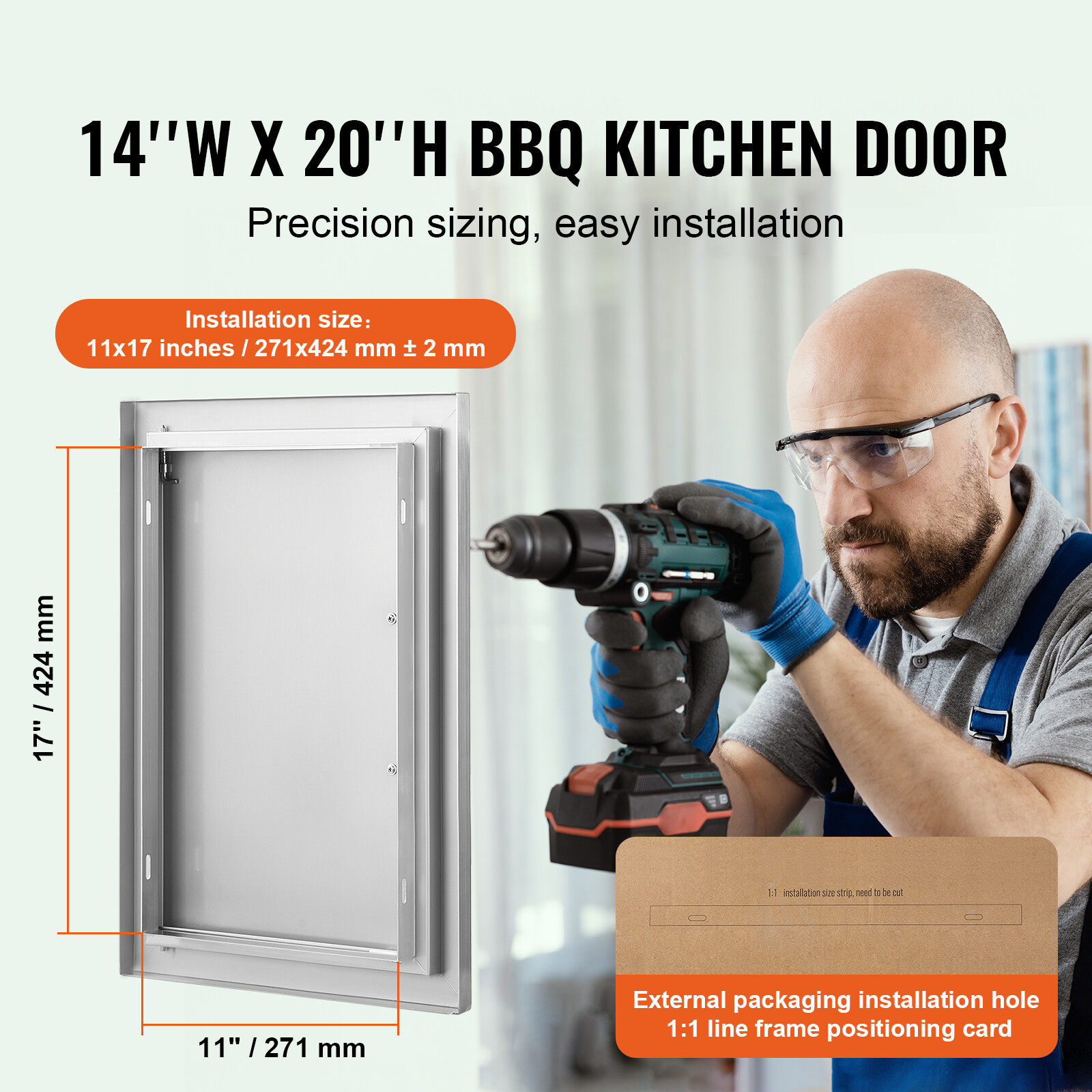VEVOR 14×20 Inch BBQ Island Access Door Outdoor Kitchen Door Stainless Steel