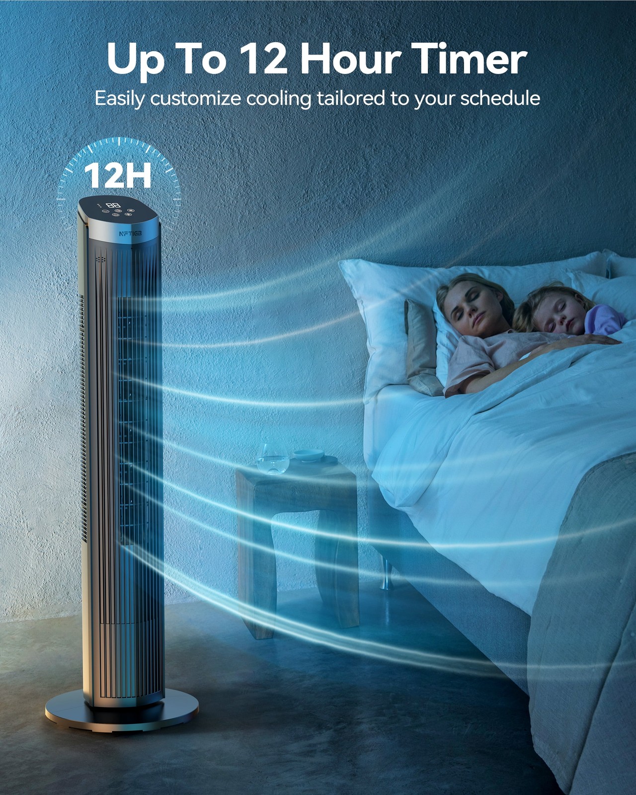 40″ Bladeless Tower Fan 5-Speed 70° Oscillation 35dB Quiet Remote Black White