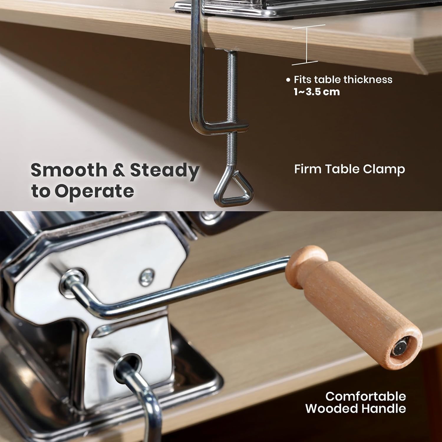 3-in-1 Pasta Maker, 9 Thickness Settings, Dough Rollers & 2 Size Cutters | St…