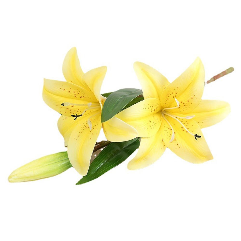 41cm Real Touch 3D Lily Artificial Flowers White Fake Wedding Home Garden Decor