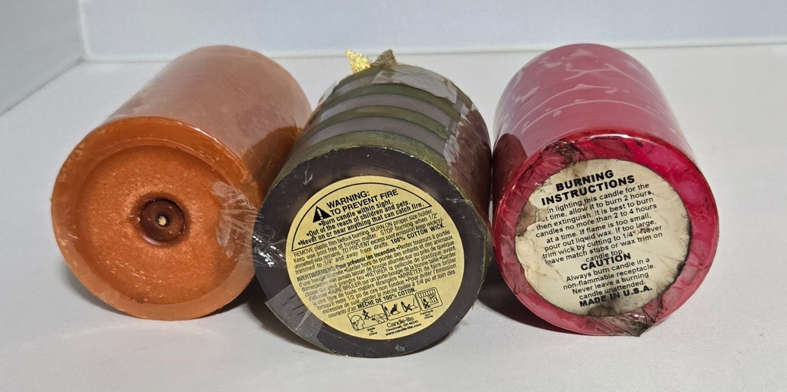 NEW Lot of Three Beautiful Pillar Candles (See Details in Description Below)