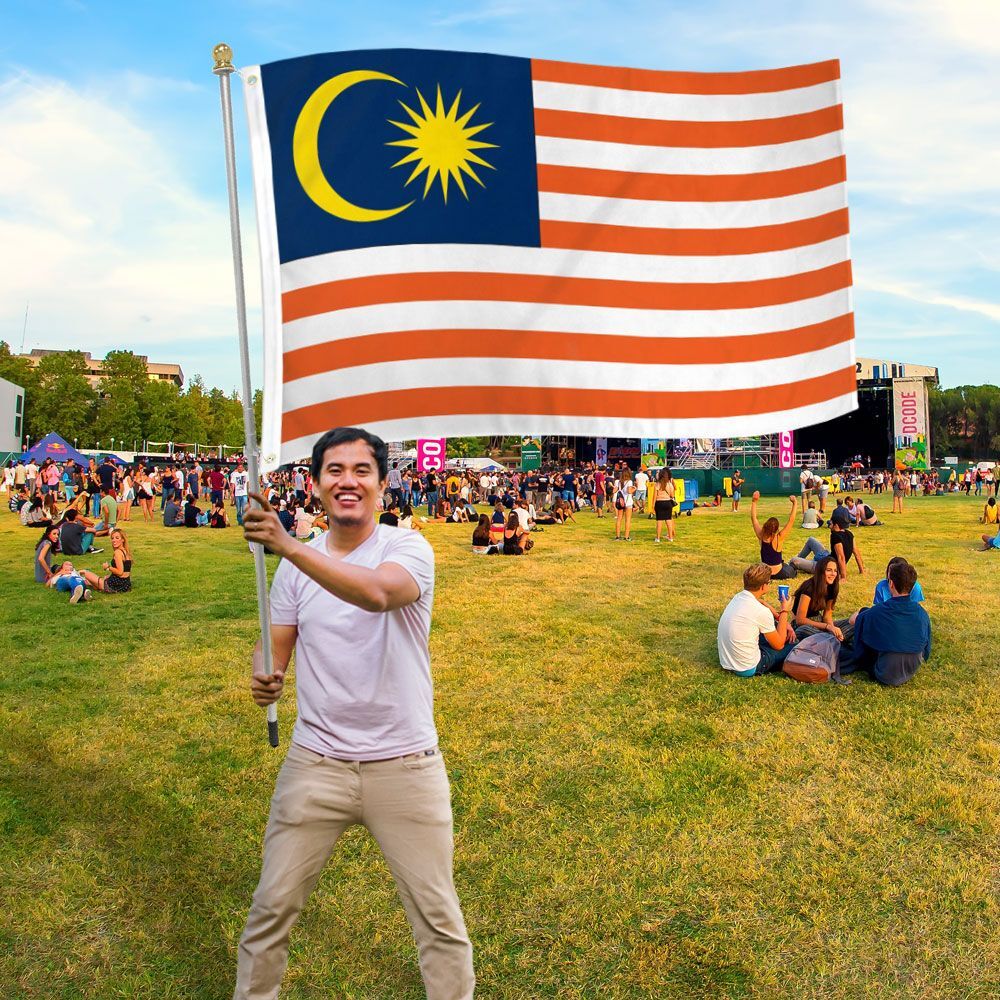 “MALAYSIA” flag 2×3 ft polyester banner sign Malaysian Asia UN United Nations